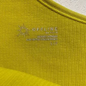 OFFLINE by Aerie One Shoulder Ribbed Crop Tank Top Women’s Small – Lime Green As thumbnail 3