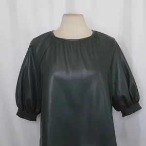 SAYLOR Juana Top Faux Leather Sage Gray Puff Sleeves Solid Streetwear Large‎ thumbnail 3