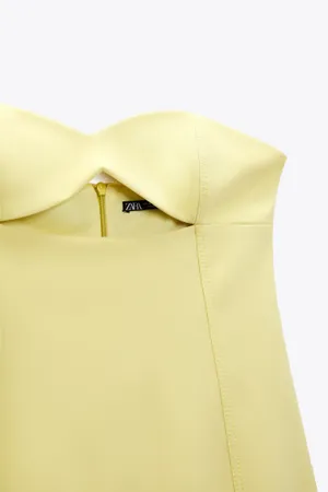 Zara Bodycon Strapless Mini Lemon Party Coctail Shower Bridal 🍋Dress thumbnail 14
