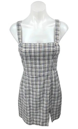 Abercrombie & Fitch Blue Tweed Plaid Checkered Sleeveless Cami Mini Tank Dress S thumbnail 1