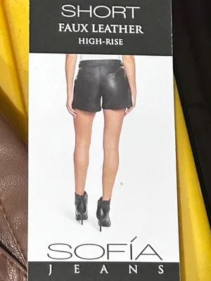 NWT Sofia by Sofia Vergara Brown Faux Leather High Rise Shorts Size 6 thumbnail 5