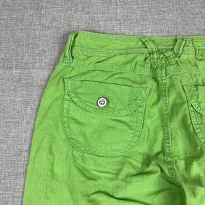 WORN Linen Blend Capri Pants Womens 4 Green Twill Cuffed Pockets Lightweight thumbnail 14