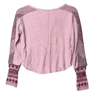 Daily Practice Anthropologie Shirt Womens XS Pink Waffle Knit Thermal Split Neck thumbnail 3