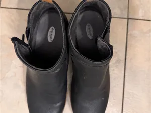 Dr. Scholl's Black Leather Ankle Booties with Side Zip thumbnail 2
