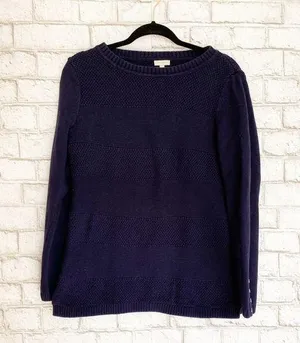 Talbots 100% Cotton Navy Blue Knit Sweater Medium thumbnail 1