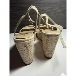 Aldo Sandals Womens Size 11 Espadrille Beige Ankle Strap Open Toe Wedge Heel C3 thumbnail 3