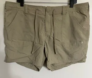 The‎ North Face Womens Tan Khaki Hiking Shorts Size 16 Drawstring Nylon Trekking thumbnail 1