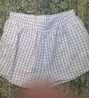 Cotton On Seersucker Gingham Pull On Lounge Shorts Purple US 8 thumbnail 1