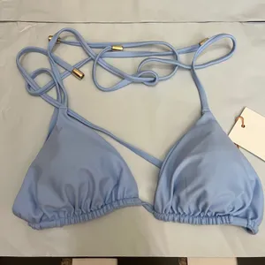 New Quince Women's Italian Triangle Bikini Top Clear Sky Light Blue Size XS thumbnail 3