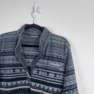 Columbia Womens Aztec T Snap Pullover Fleece‎ Jacket Blue Black Sz L thumbnail 3