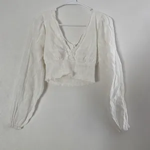 Aeropostale Cottagecore Peasant Crop Top White Lace Size Small thumbnail 2