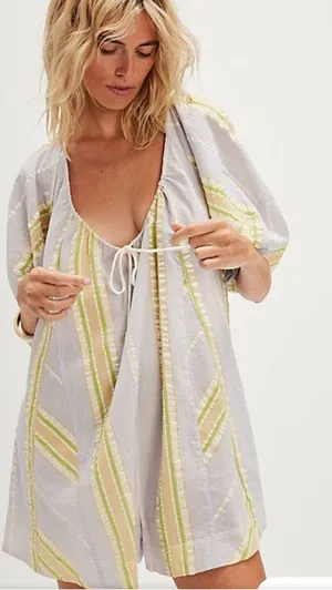 Free People Bop Around Romper Lavender Combo Seaside XS NWT thumbnail 1
