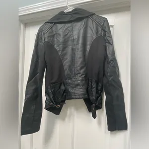 Like new medium black leather jacket with rose gold hardware thumbnail 3