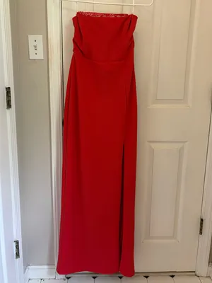 Lulus Memorably Iconic Red Strapless Lace Bustier Maxi Dress thumbnail 7