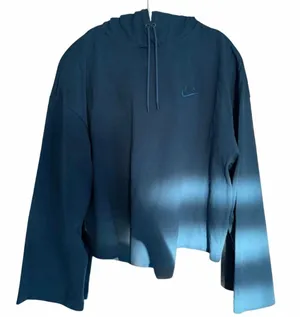 Nike Women’s Blue Cropped Hoodie with Hood and Drawstrings Size L thumbnail 1