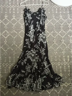 Thrifted Floral Dress Black Size M thumbnail 1