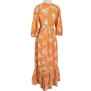 Free People Golden Hour Maxi Dress Bohemian Floral Dainty Tan Neutral Small thumbnail 11