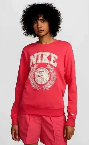 Nike Sweatshirt Womens M Pink Graphic EST 1972 Collegiate Crewneck Pullover thumbnail 1