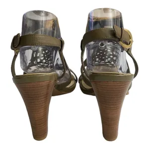 Tahari Womens Ladies Leather Upper Open Kendra Toe Olive Green 10M 3.5" heels thumbnail 5