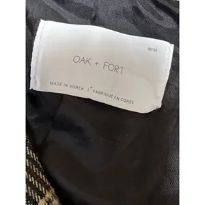 Oak + Fort Gray Plaid Check Notched Collar Long Sleeve Crop Blazer Coat Jacket M thumbnail 5