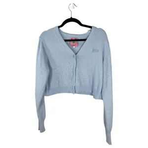 Unif Baby Blue Angora Blend Cropped Cardigan Sweater Size Large thumbnail 3