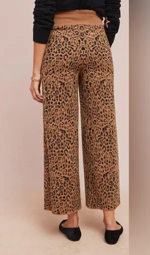 Anthropologie MOTH Leopard Sweater-Tie Knit Trousers S thumbnail 4