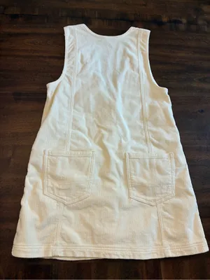 American Eagle Dress Women’s Small Corduroy Cream Button Down Sleeveless Jumper thumbnail 3
