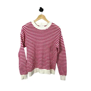 Spiritual Gangster Women’s Chunky Knit Striped Crewneck Sweater Pink/White XS thumbnail 2