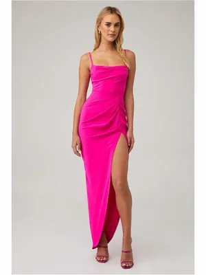 Amanda Uprichard Hot Pink Cowl Neck Maxi Dress – Small thumbnail 7