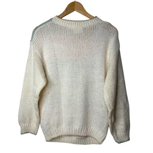 Exclusive Imports Sweater Medium Pastel Pink Blue Fair Isle Hand Knitted Vintage thumbnail 4