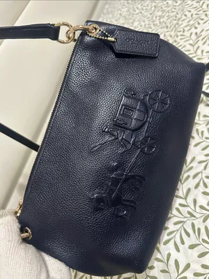 Coach Navy Pebbled Leather Shoulder Bag with Long Strap thumbnail 2