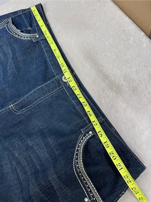 Vintage Cato Woman Blue Denim Jean western skirt studded rhinestone pockets 22w thumbnail 5