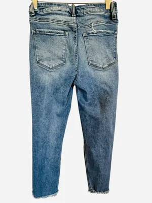 Vervet High Rise Straight Jeans Distressed Knee Raw Hem Women’s Size 26 thumbnail 5