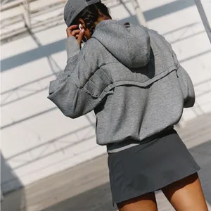 NEW FREE PEOPLE | We The Free‎ Pick it Up Pleated Pullover Gray Hoodie Sz L thumbnail 13