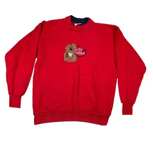 M&C Sportswear Red Faithful Companion Sweatshirt Medium 90s Graphic thumbnail 1