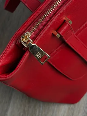 NWT Badgley Mischka Red Tote Bag Gold Logo Large Satchel $129 MSRP thumbnail 5