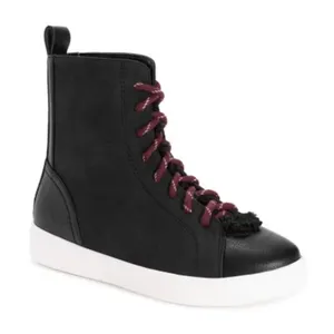 MUK LUKS Women's Black Faux Leather High‎ Top Lace Up Sneakers Size 9 thumbnail 1