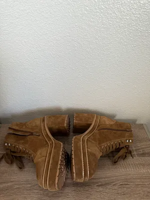 Steve Madden Ember Tan Suede Chunky Heeled Boots~8 thumbnail 3