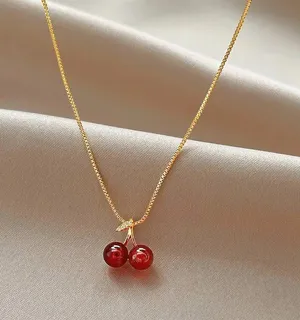 Gold Dainty Cherry Necklace thumbnail 1