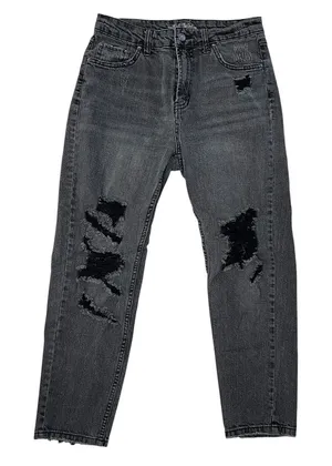 Wilde fable high rise mom jeans black distressed ankle length size 4 casual thumbnail 1