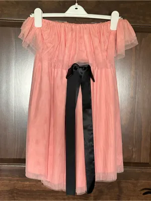 Shein Pink Tulle Strapless Dress with Black Satin Bow Size Small thumbnail 1
