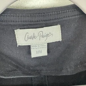 Charlie Paige Black Ruffle Front Open Vest‎ Peplum Glam Rock Party Medium thumbnail 3