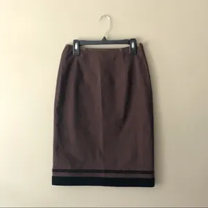 MOSCHINO | Brown Velvet Trim Pencil Skirt Sz 8 thumbnail 2