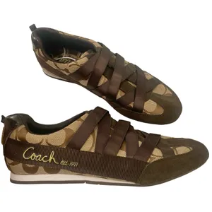 Coach Harmonie Signature Monogram Logo Sneakers Shoes Y2K Brown Tan Straps 6.5 thumbnail 1