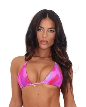 Outcast Swim Paloma Triangle Bikini Top Sol‎ Rosa Pink Red Size Large thumbnail 1