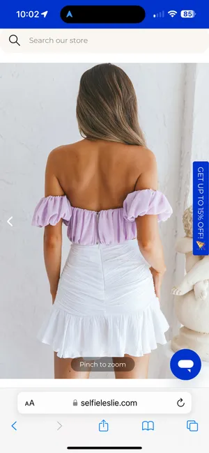 Selfie Leslie Bisous Sweetheart Neckline Ruched Off-Shoulder Crop Top Lilac thumbnail 3