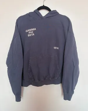 Gamma Phi Beta Columbia MO Graphic Hoodie - Navy with Cream Print thumbnail 1