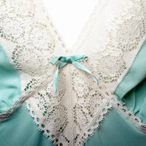 VTG Vanity Fair Nightgown 36 Aqua Blue Lace Maxi Dress 60s 70s USA Nylon thumbnail 6
