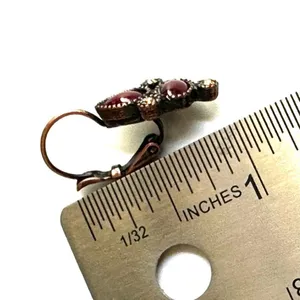 Copper tone and red earrings thumbnail 7