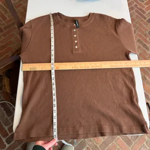 American Giant Women's Thermal Henley in Soft‎ Silt Brown size large thumbnail 4